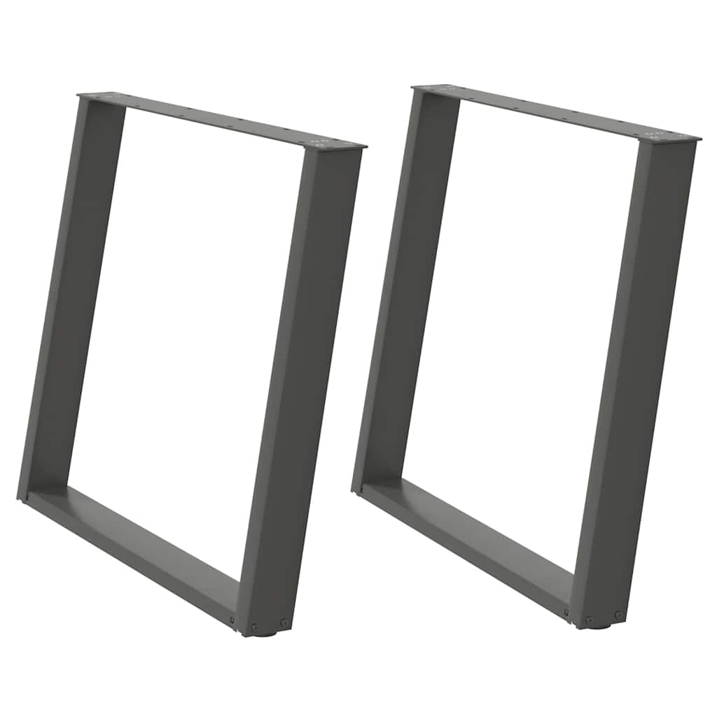 Anthracite Steel U-Shaped Dining Table Legs, 2pcs, Adjustable 100cm
