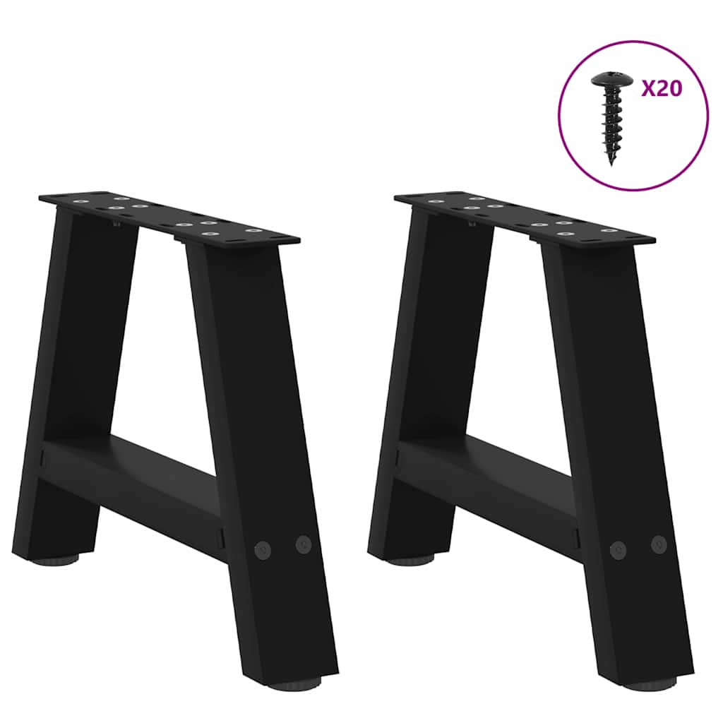 A-Shaped Black Steel Coffee Table Legs, Set of 2, Adjustable 40x30-31 cm