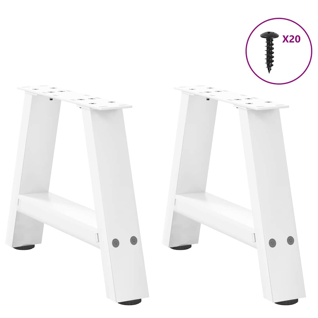 A-Shaped White Steel Coffee Table Legs, 2 pcs, 40x(30-31)cm