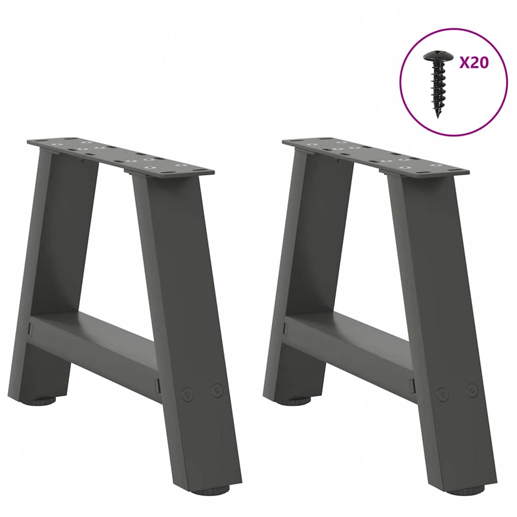 Anthracite Steel A-Shaped Coffee Table Legs 2 pcs, Adjustable 40x30-31cm