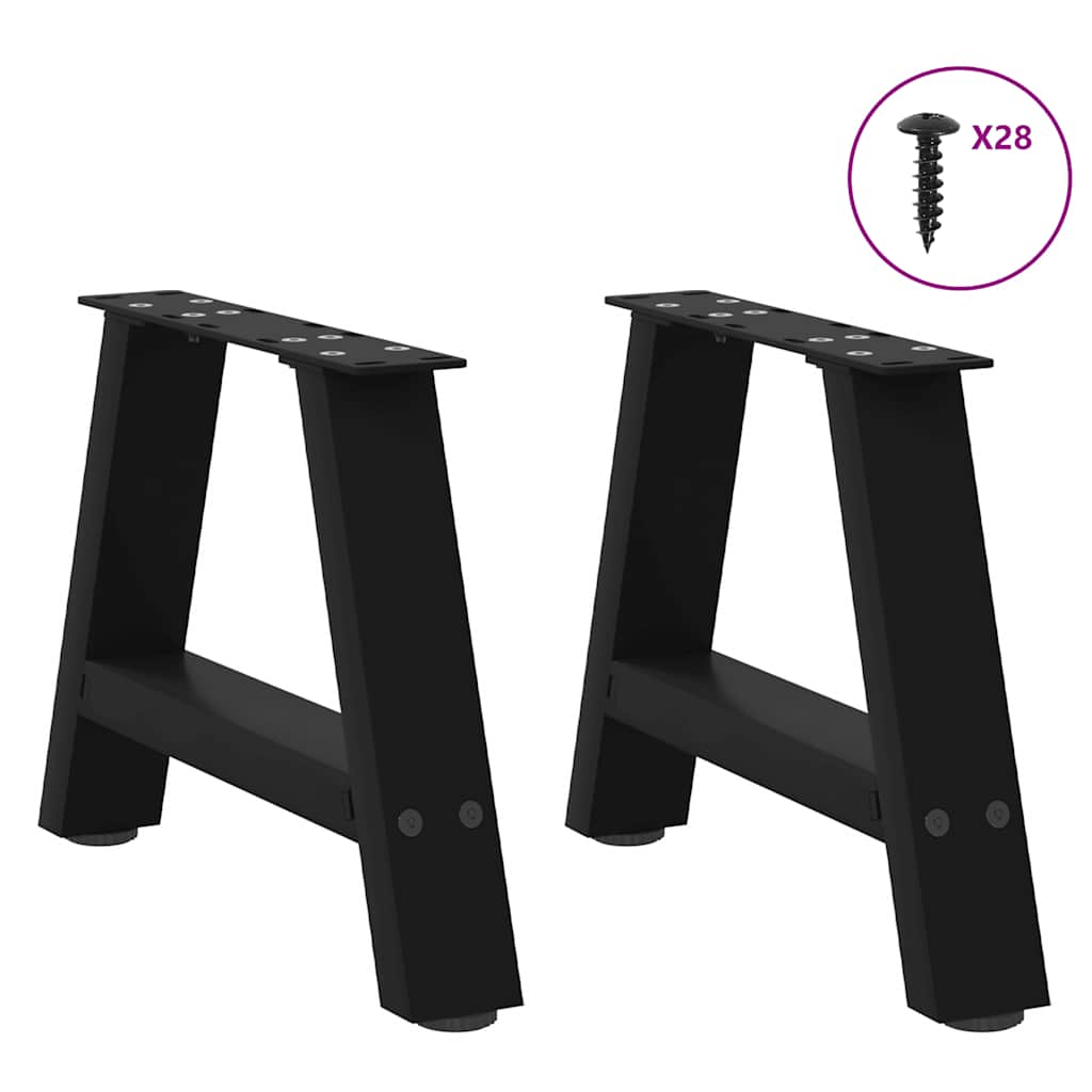 A-Shaped Black Steel Coffee Table Legs - 2 pcs, Adjustable 50x30-31cm