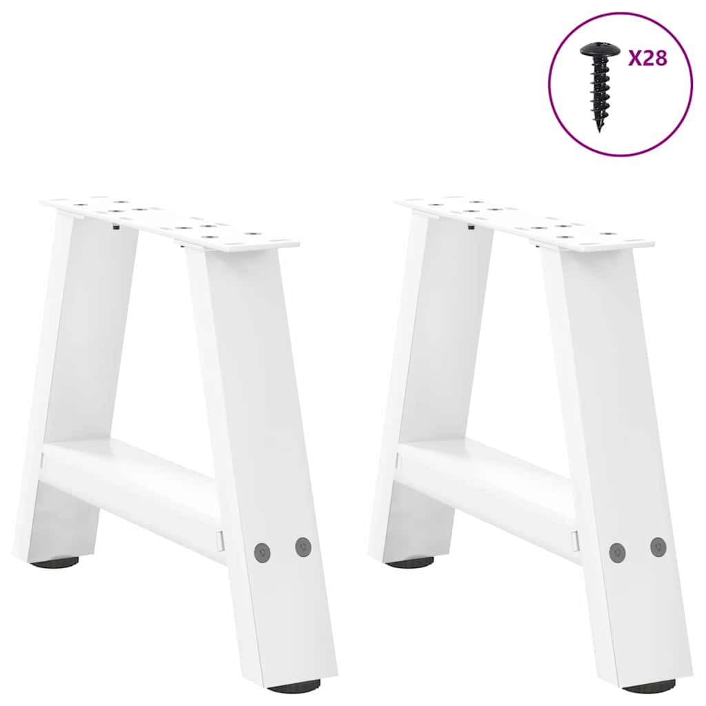 White Steel A-Shaped Coffee Table Legs, 2pcs, Adjustable 50x30-31cm