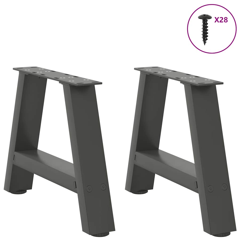 Anthracite Steel A-Shaped Coffee Table Legs 2pcs, Adjustable 50x30-31 cm