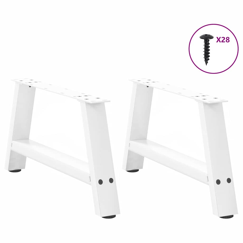 White Steel A-Shaped Coffee Table Legs, 2 Pcs, 60x(30-31) cm