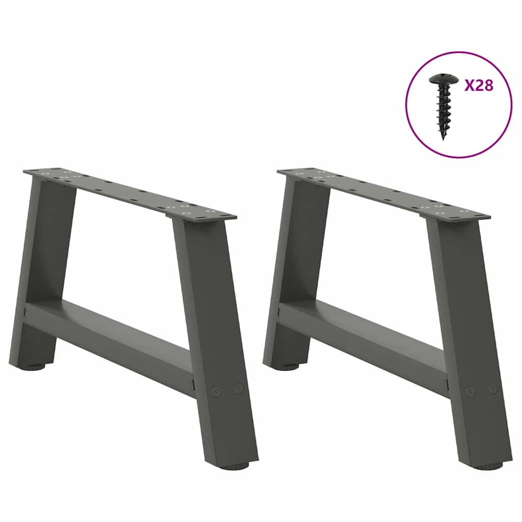Anthracite Steel A-Shaped Coffee Table Legs, 2 pcs, 70x30-31 cm