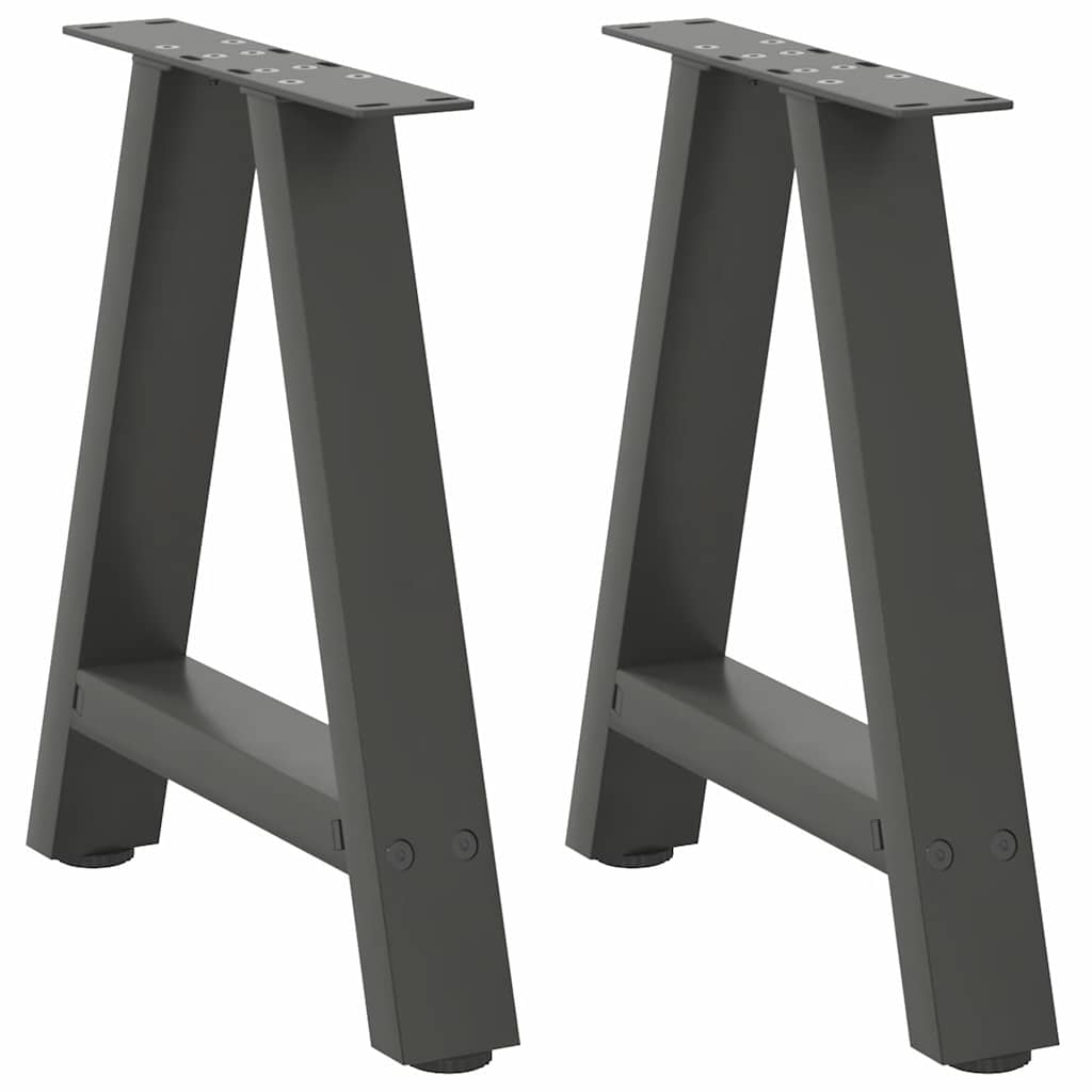 Anthracite Steel A-Shaped Coffee Table Legs, 2pcs, Adjustable 38x42-43cm