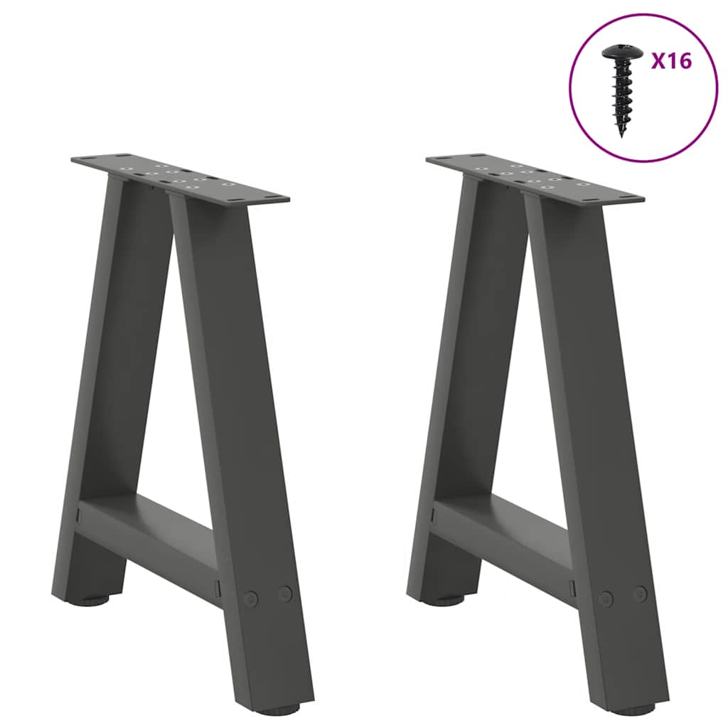 Anthracite Steel A-Shaped Coffee Table Legs, 2pcs, Adjustable 38x42-43cm