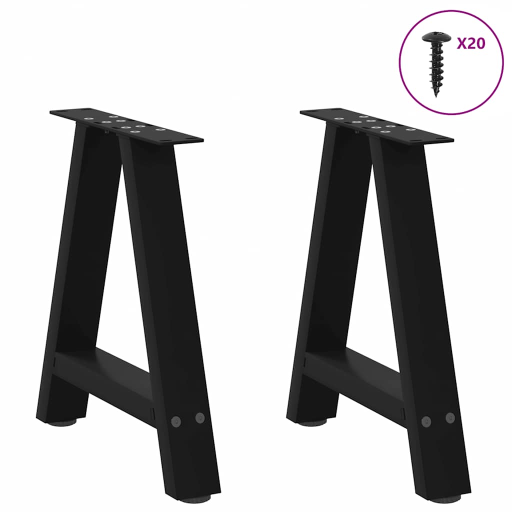 A-Shaped Black Steel Coffee Table Legs, 2 pcs 50x(42-43) cm