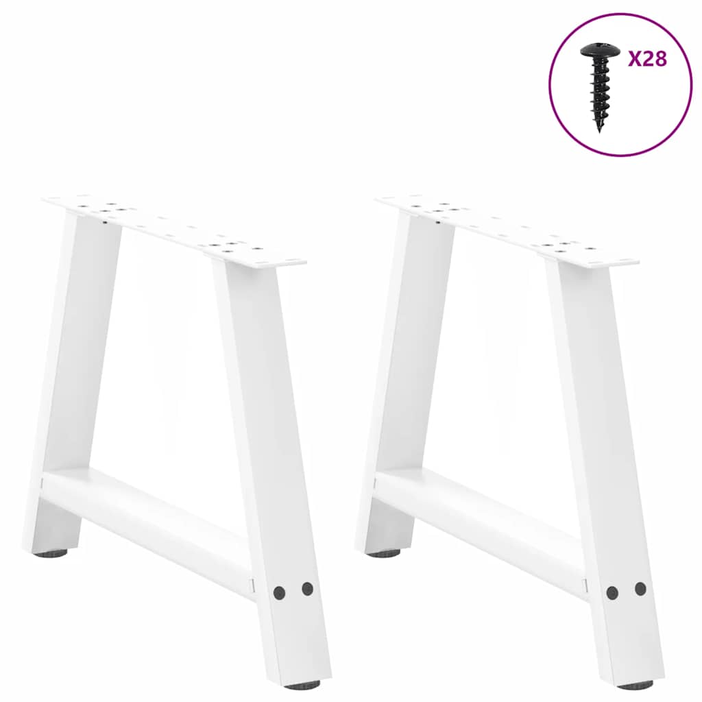 White Steel A-Shaped Coffee Table Legs - 2 pcs, 60x(42-43) cm