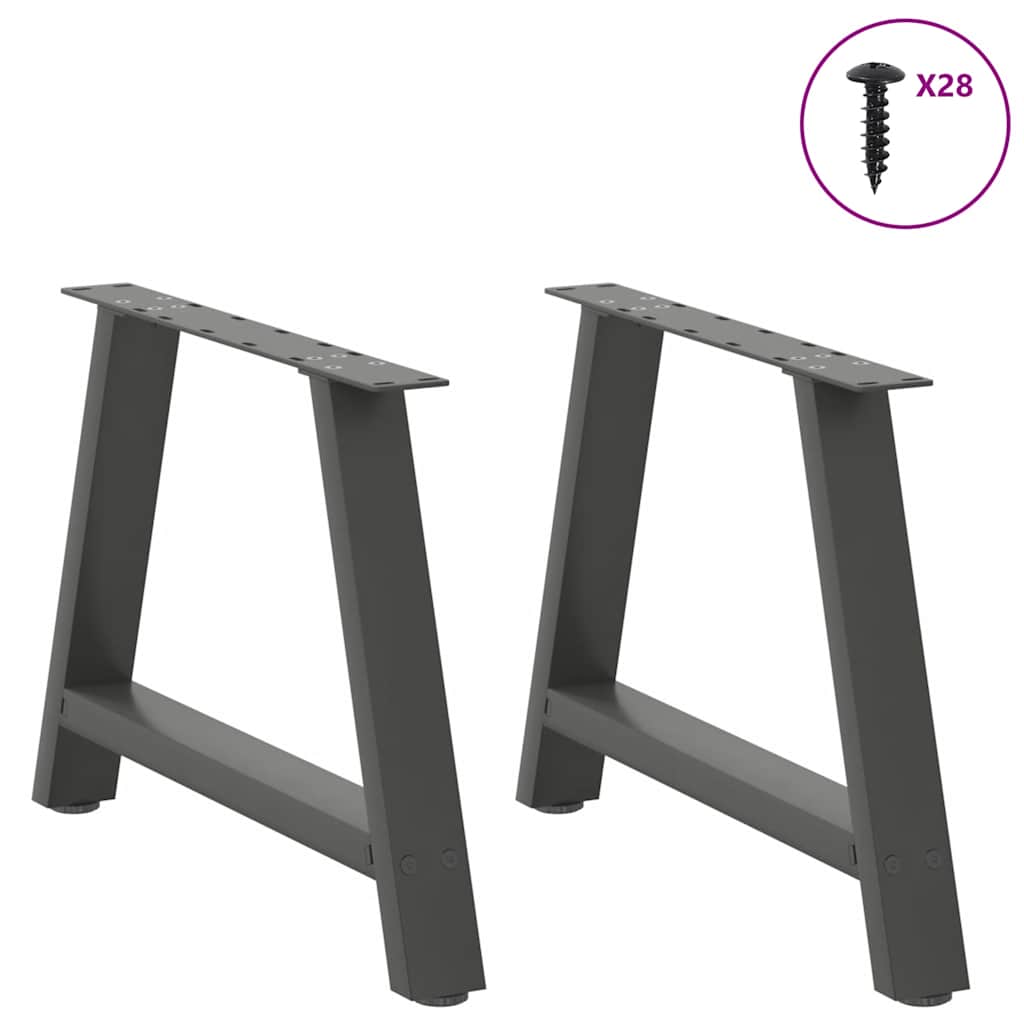 Anthracite Steel A-Shaped Coffee Table Legs, 2 pcs, Adjustable