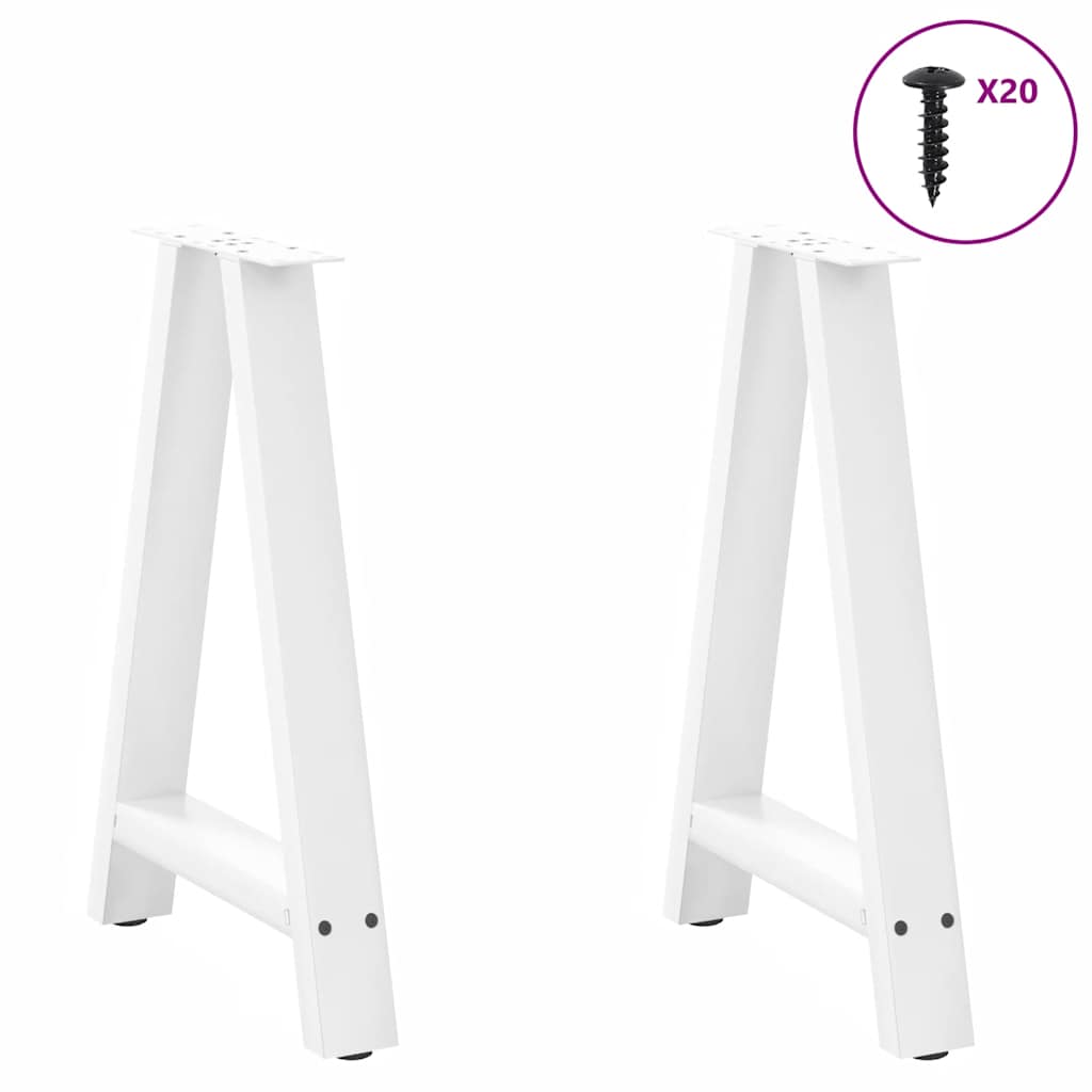 Sturdy White A-Shaped Steel Dining Table Legs, 2 pcs, 60x73cm