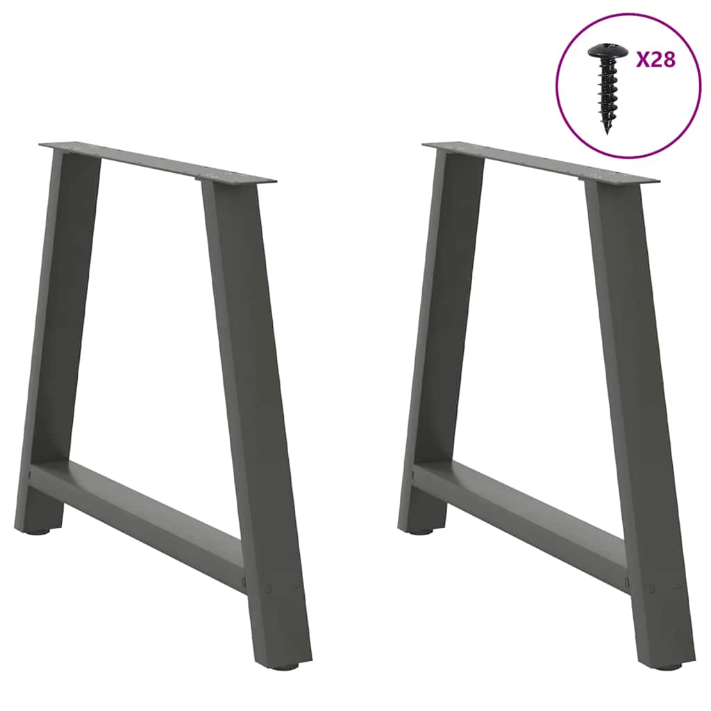 Anthracite Steel Dining Table Legs A-Shaped, 2pcs, Adjustable 100 cm
