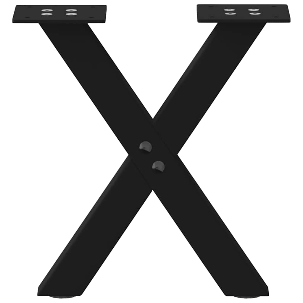 Black Steel X-Shaped Coffee Table Legs, 30x(30-31) cm, 2 pcs
