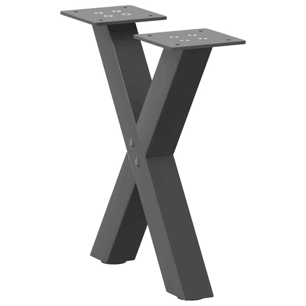 Anthracite Steel X-Shaped Coffee Table Legs, 2 pcs, 30-31 cm