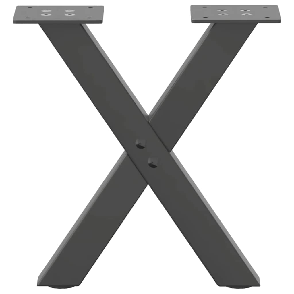 Anthracite Steel X-Shaped Coffee Table Legs, 2 pcs, 30-31 cm