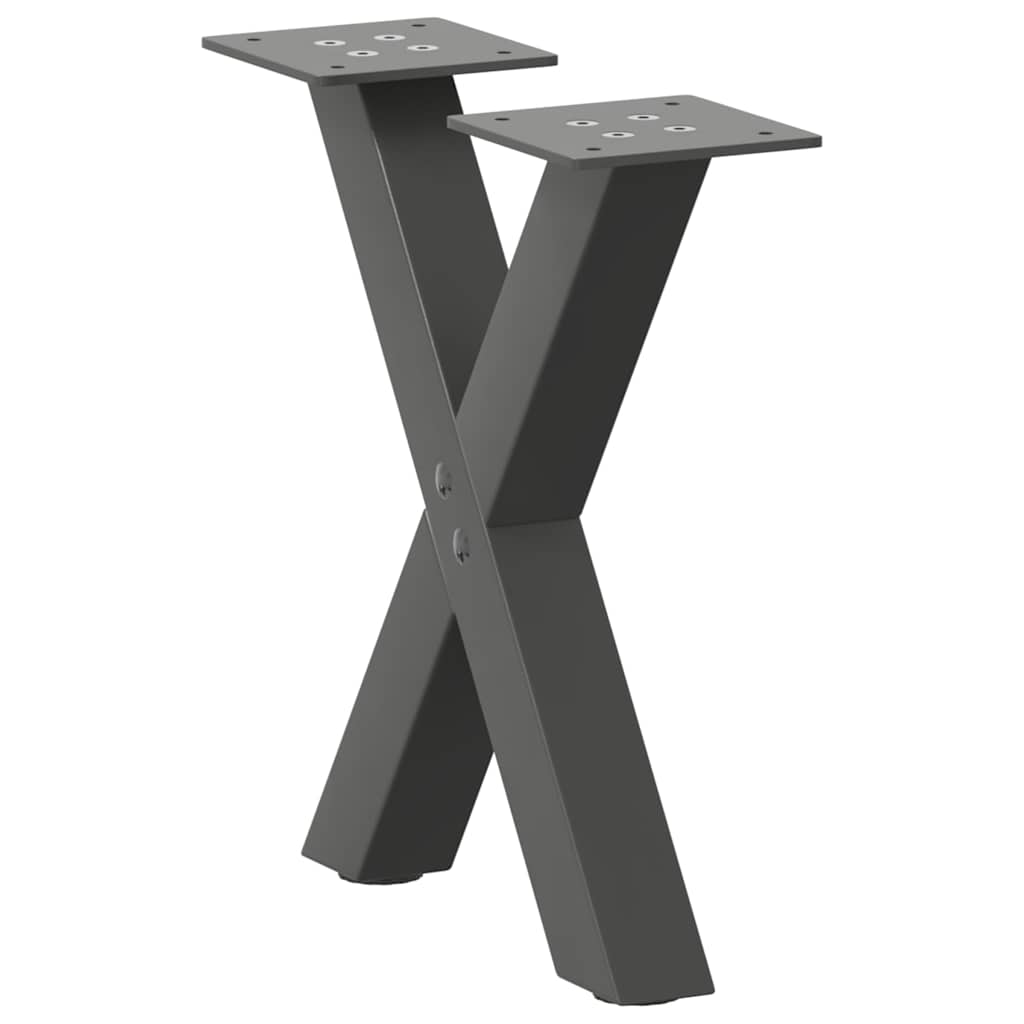 Anthracite Steel X-Shaped Coffee Table Legs Set, Adjustable 40x31cm