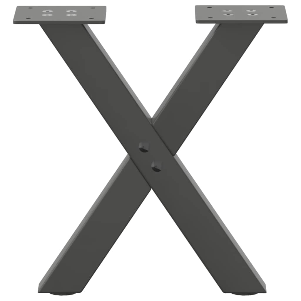 Anthracite Steel X-Shaped Coffee Table Legs Set, Adjustable 40x31cm