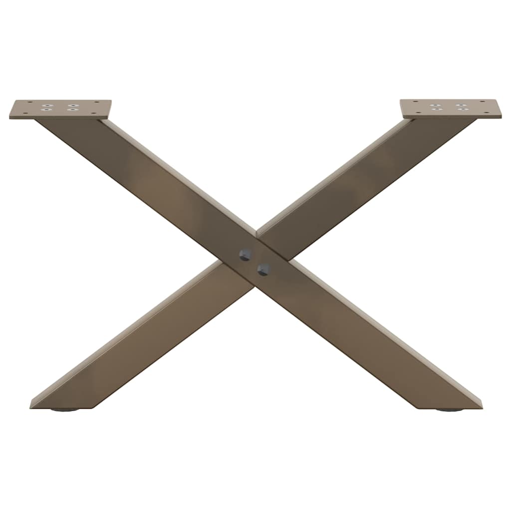 X-Shaped Steel Coffee Table Legs, Natural Finish, 2pcs - 50x30-31cm
