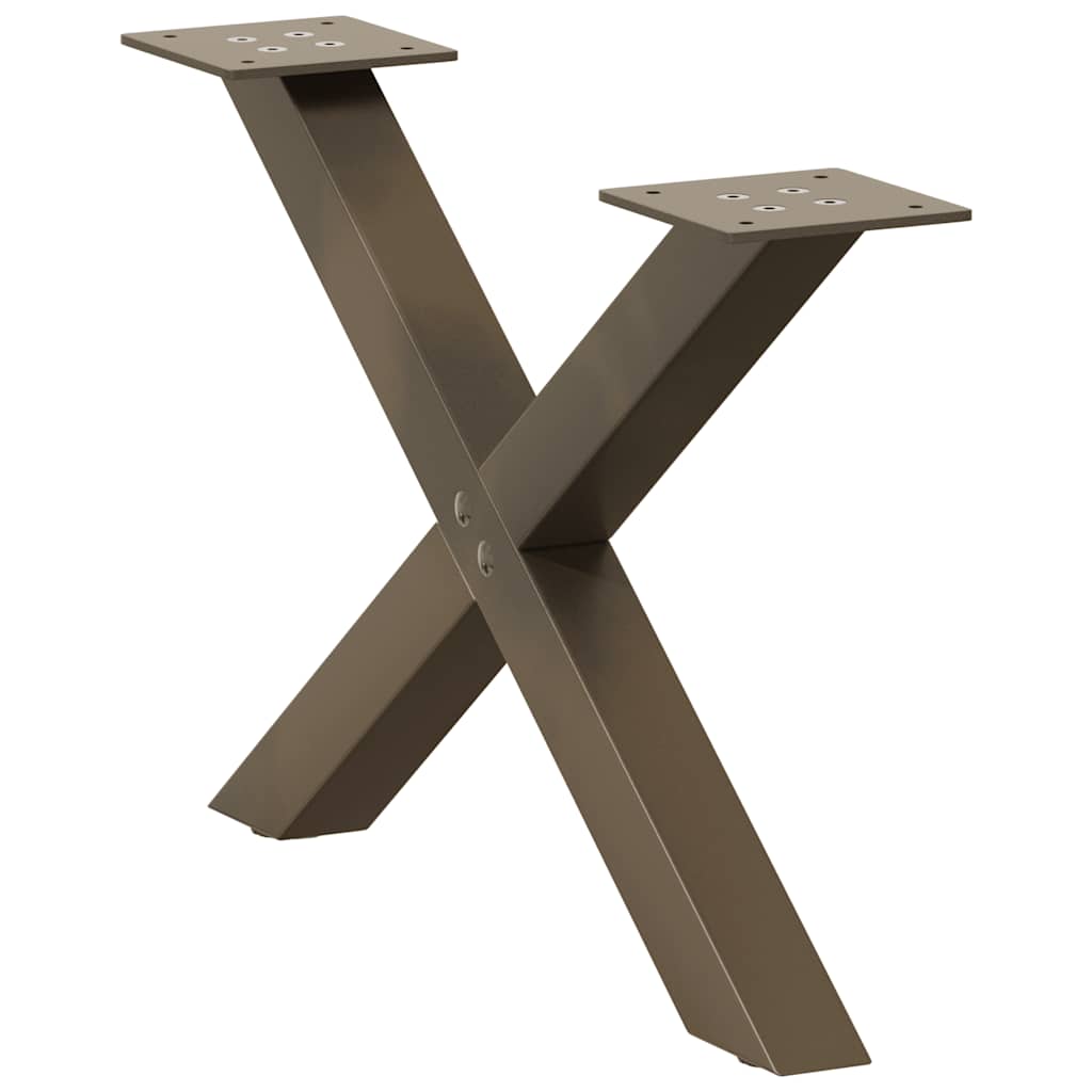 X-Shaped Steel Coffee Table Legs, Natural Finish, 2pcs - 50x30-31cm