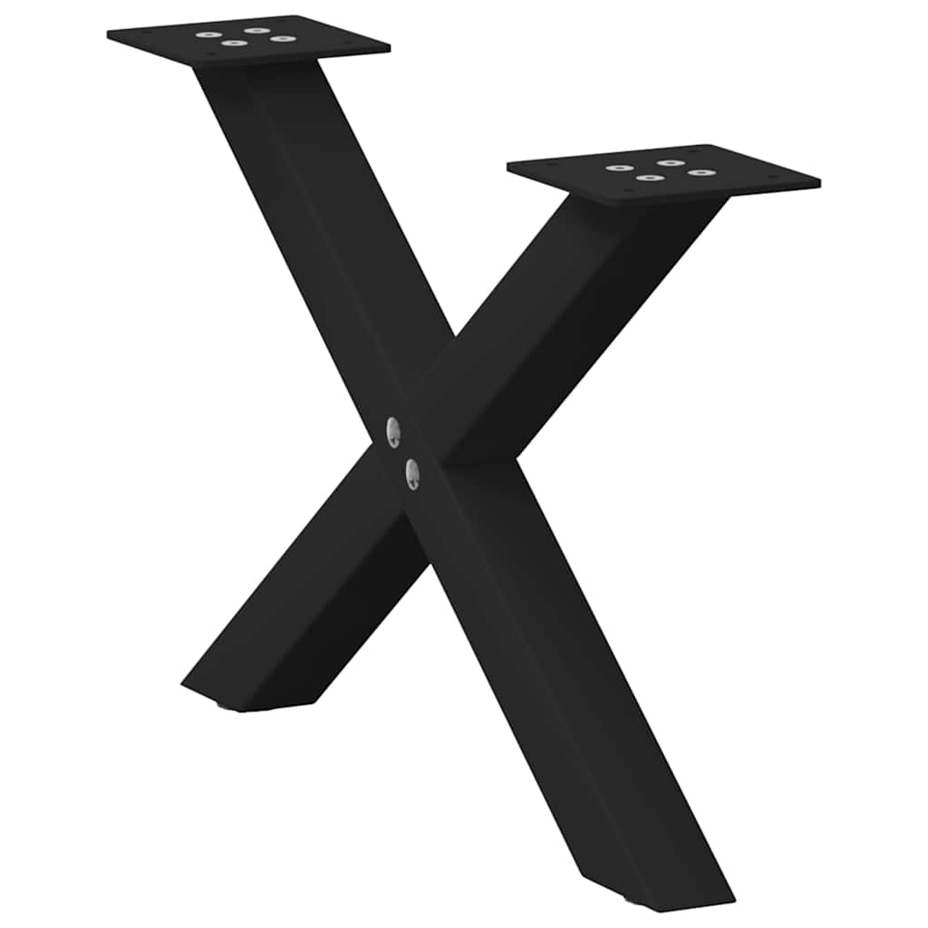 X-Shaped Steel Coffee Table Legs, Black, Set of 2, Adjustable 60cm