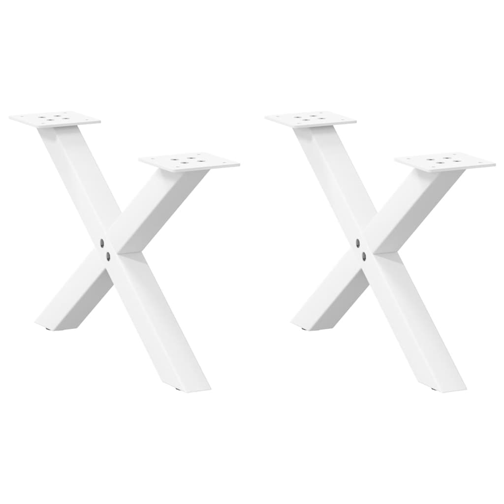 White Steel X-Shaped Coffee Table Legs, 2 pcs, 60x(30-31) cm
