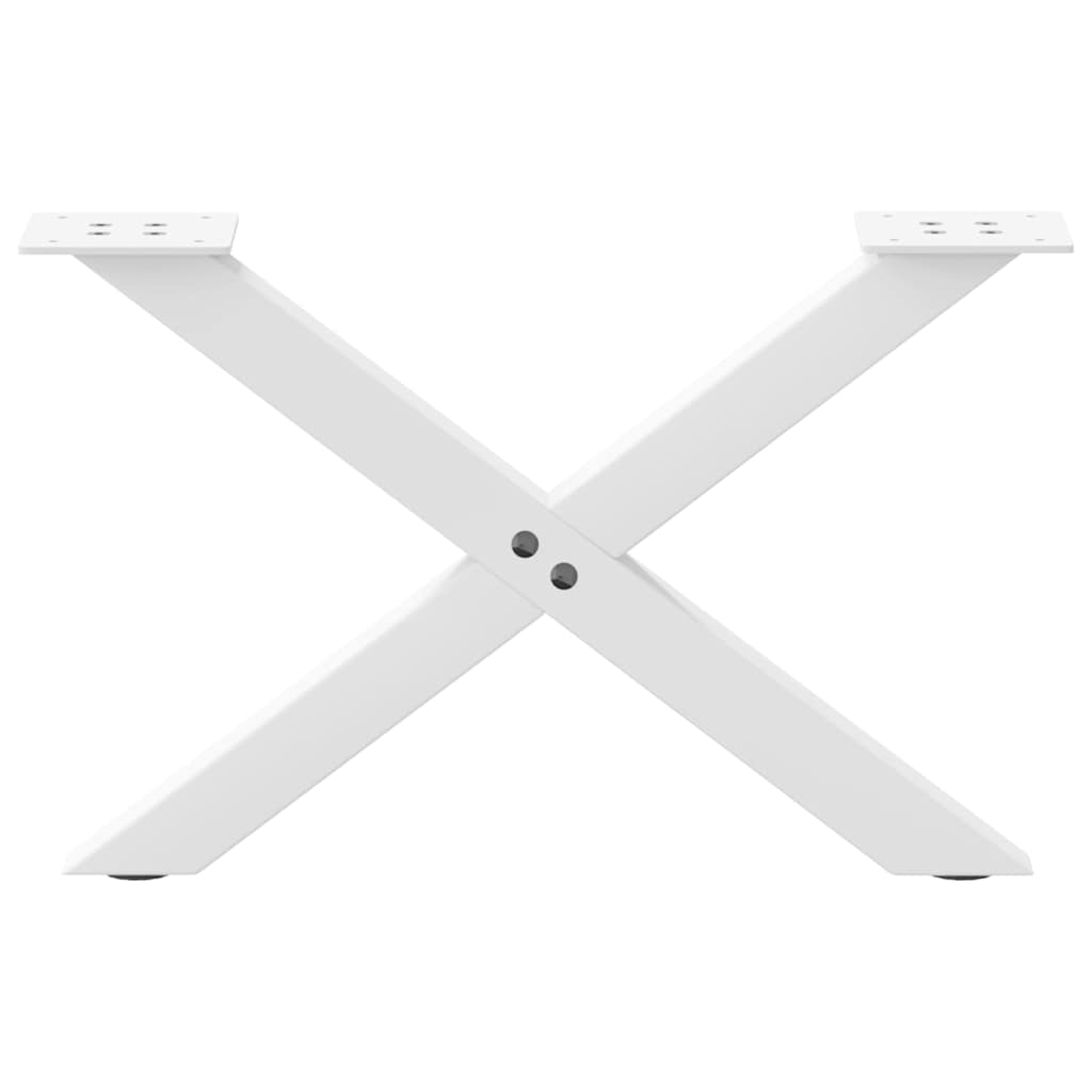 White Steel X-Shaped Coffee Table Legs, 2 pcs, 60x(30-31) cm