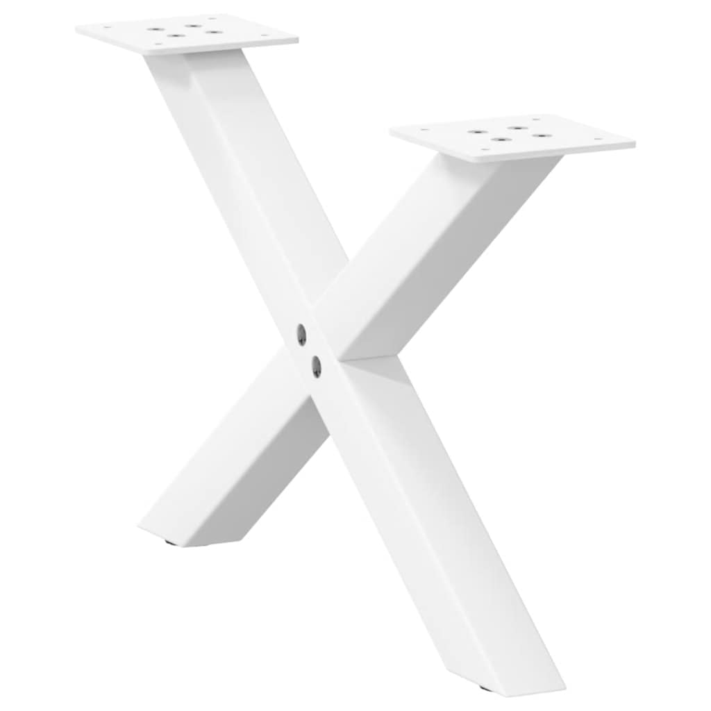 White Steel X-Shaped Coffee Table Legs, 2 pcs, 60x(30-31) cm