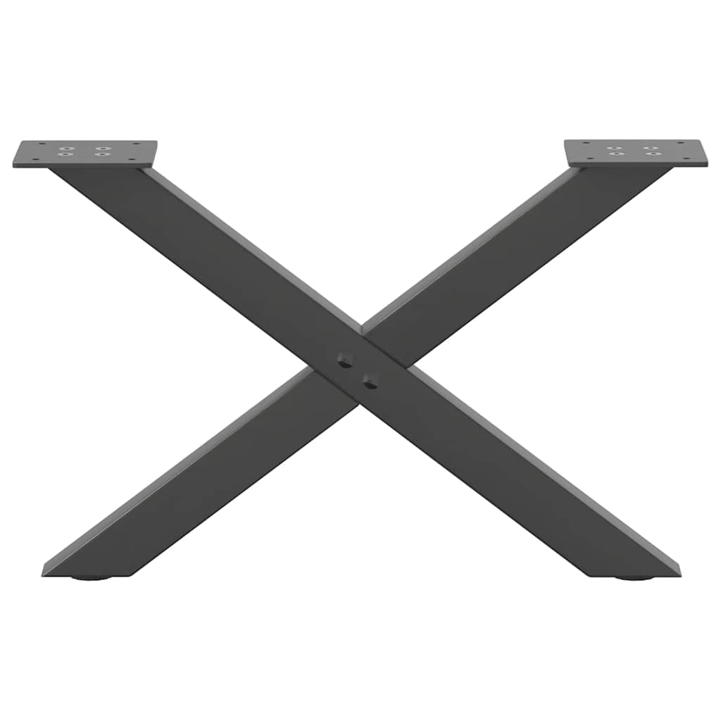 Anthracite Steel X-Shaped Coffee Table Legs, Set of 2, 60x(30-31) cm