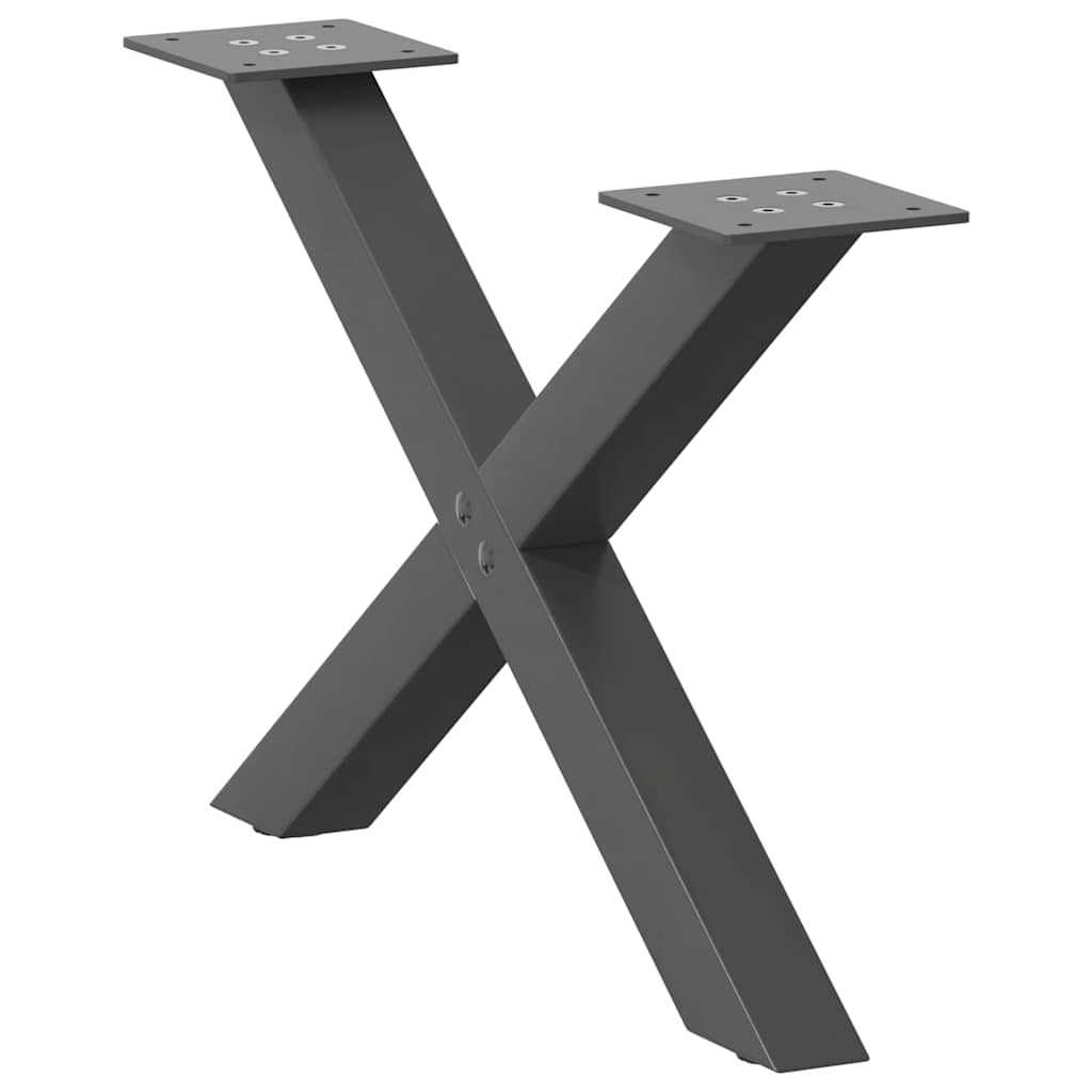 Anthracite Steel X-Shaped Coffee Table Legs, Set of 2, 60x(30-31) cm