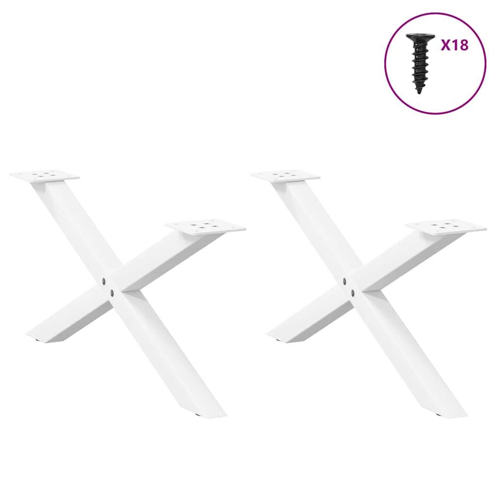 White X-Shaped Steel Coffee Table Legs - Set of 2, 70x30-31 cm