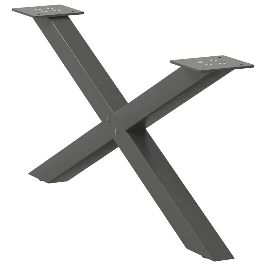 Anthracite Steel X-Shaped Coffee Table Legs Set of 2, Adjustable 70cm