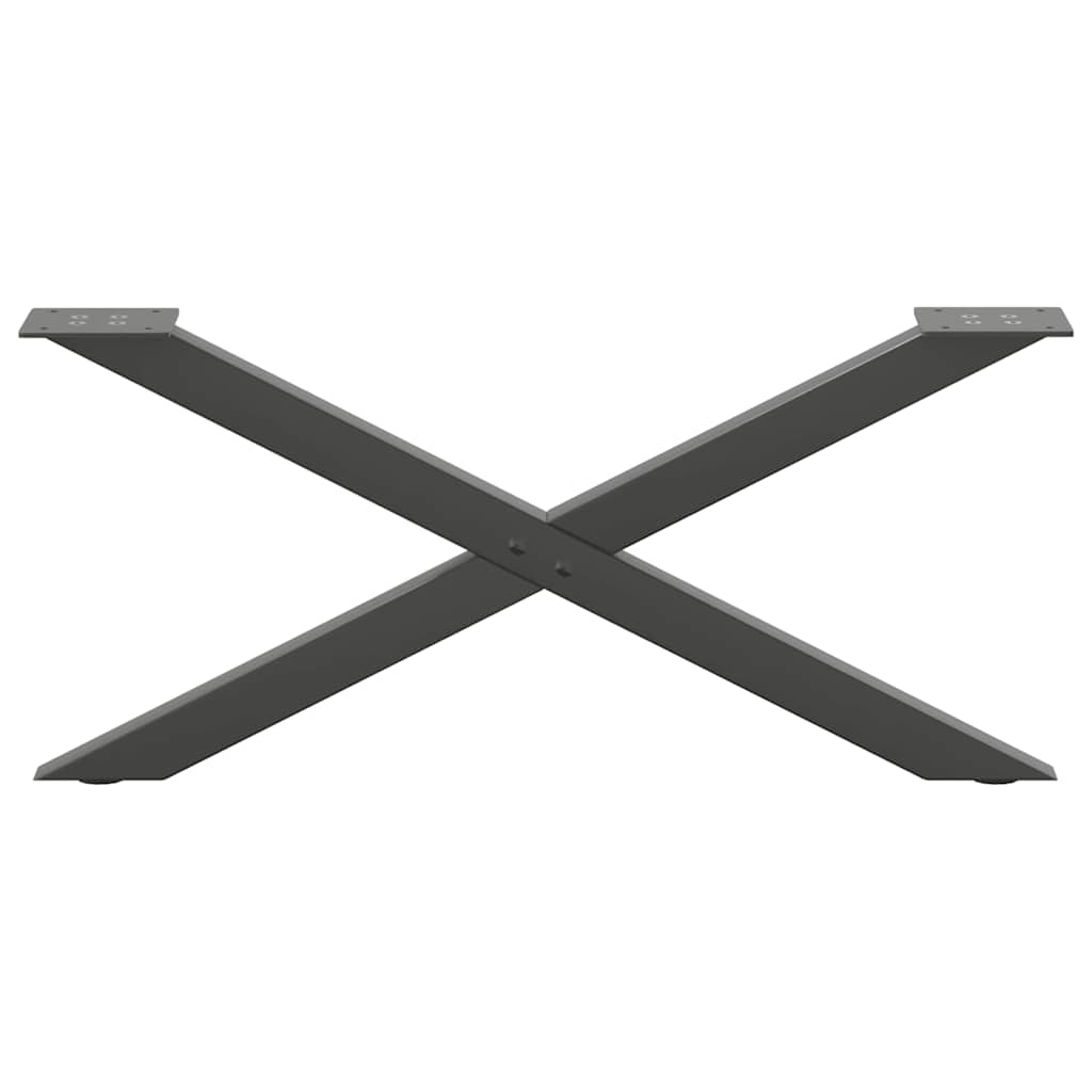 Anthracite Steel X-Shaped Coffee Table Legs Set of 2, Adjustable 70cm