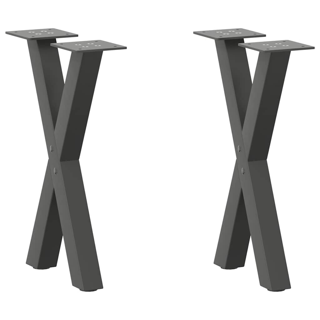 Anthracite Steel X-Shaped Coffee Table Legs 2 pcs, Adjustable 38x(42-43) cm