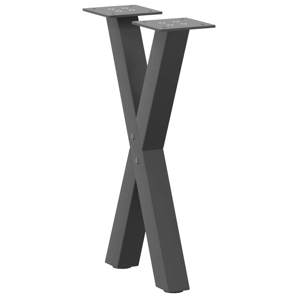 Anthracite Steel X-Shaped Coffee Table Legs 2 pcs, Adjustable 38x(42-43) cm