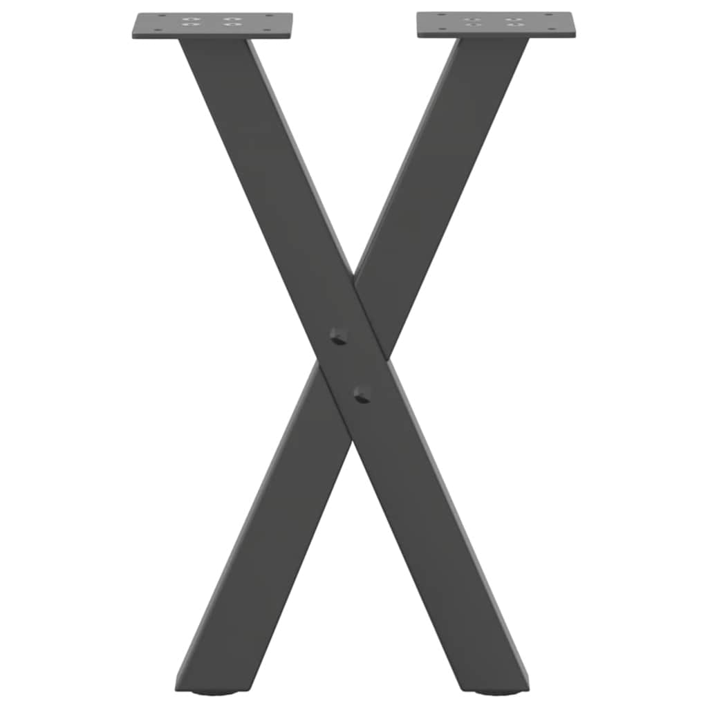 Anthracite Steel X-Shaped Coffee Table Legs 2 pcs, Adjustable 38x(42-43) cm