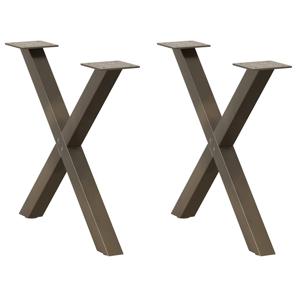 X-Shaped Steel Coffee Table Legs 2pcs, Natural Finish, 50x(42-43)cm