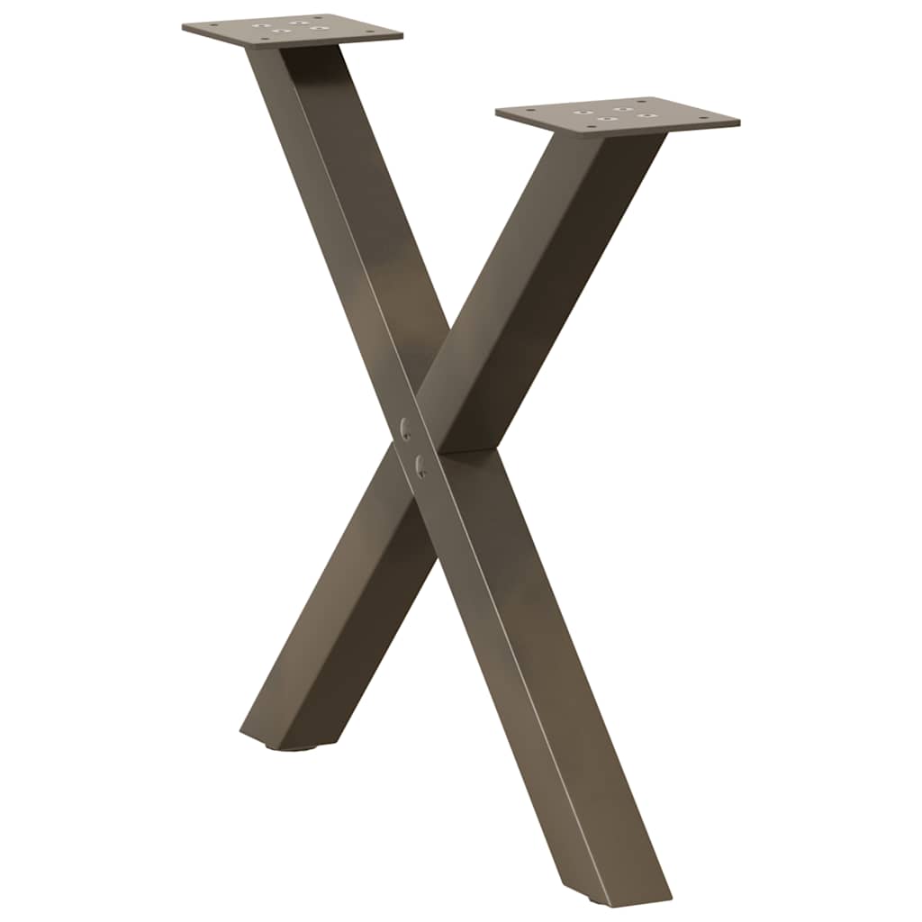 X-Shaped Steel Coffee Table Legs 2pcs, Natural Finish, 50x(42-43)cm