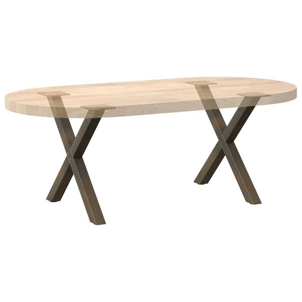 Natural Steel X-Shaped Coffee Table Legs, Set of 2, Adjustable 60 cm