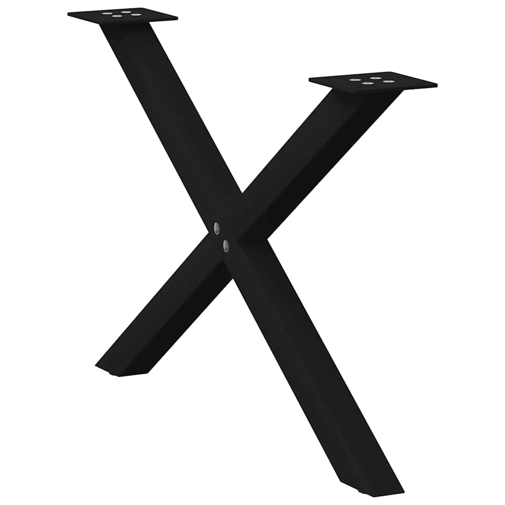 Black Steel X-Shaped Coffee Table Legs, 2 pcs, Adjustable 70 cm