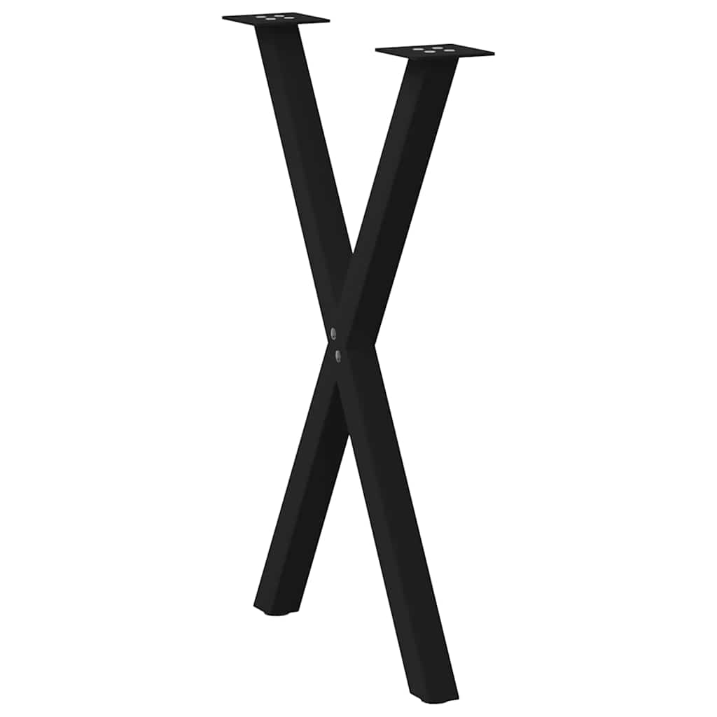 X-Shaped Steel Dining Table Legs, Black, Adjustable Height, 2 pcs