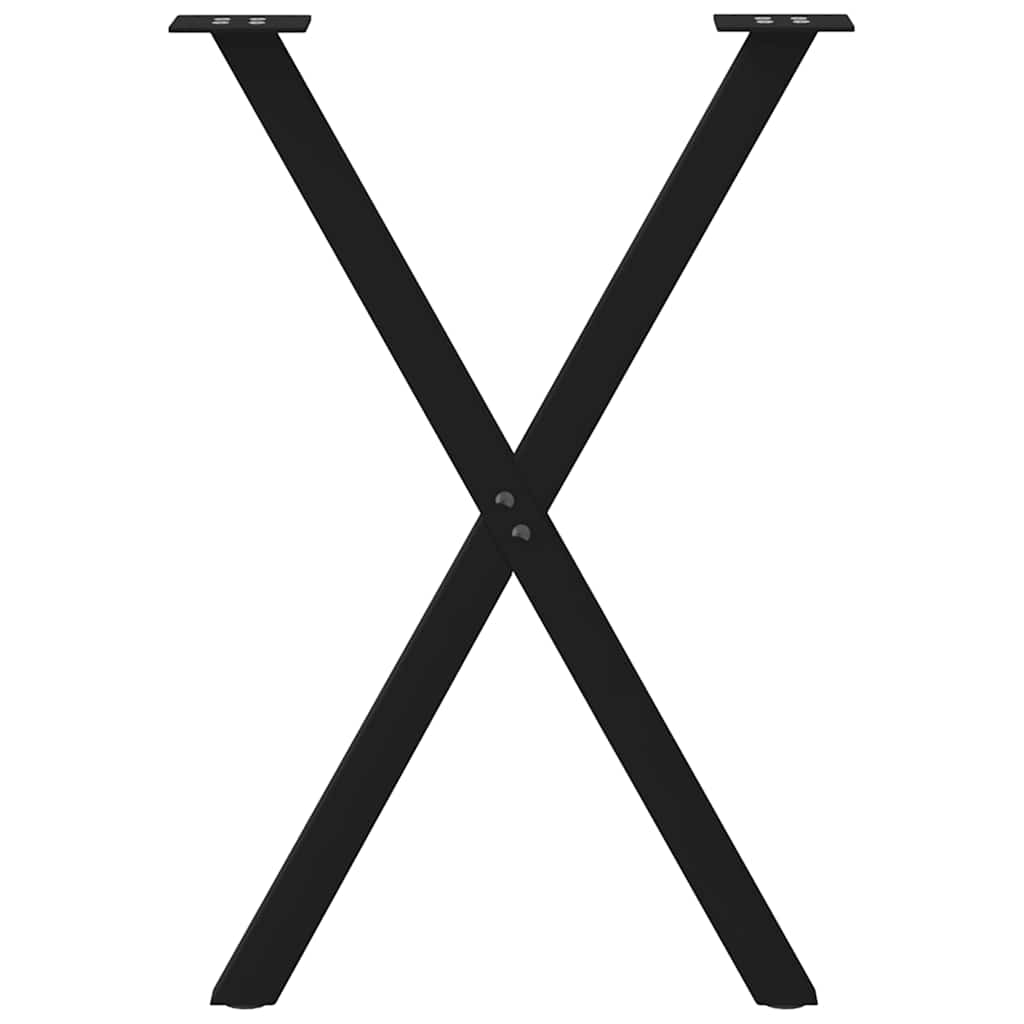 X-Shaped Steel Dining Table Legs, Black, Adjustable Height, 2 pcs