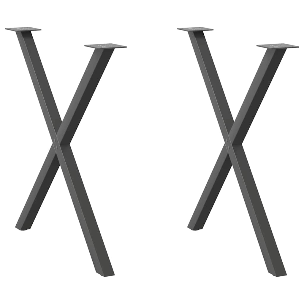Anthracite Steel X-Shaped Dining Table Legs, 2 pcs, 70x(72-73) cm