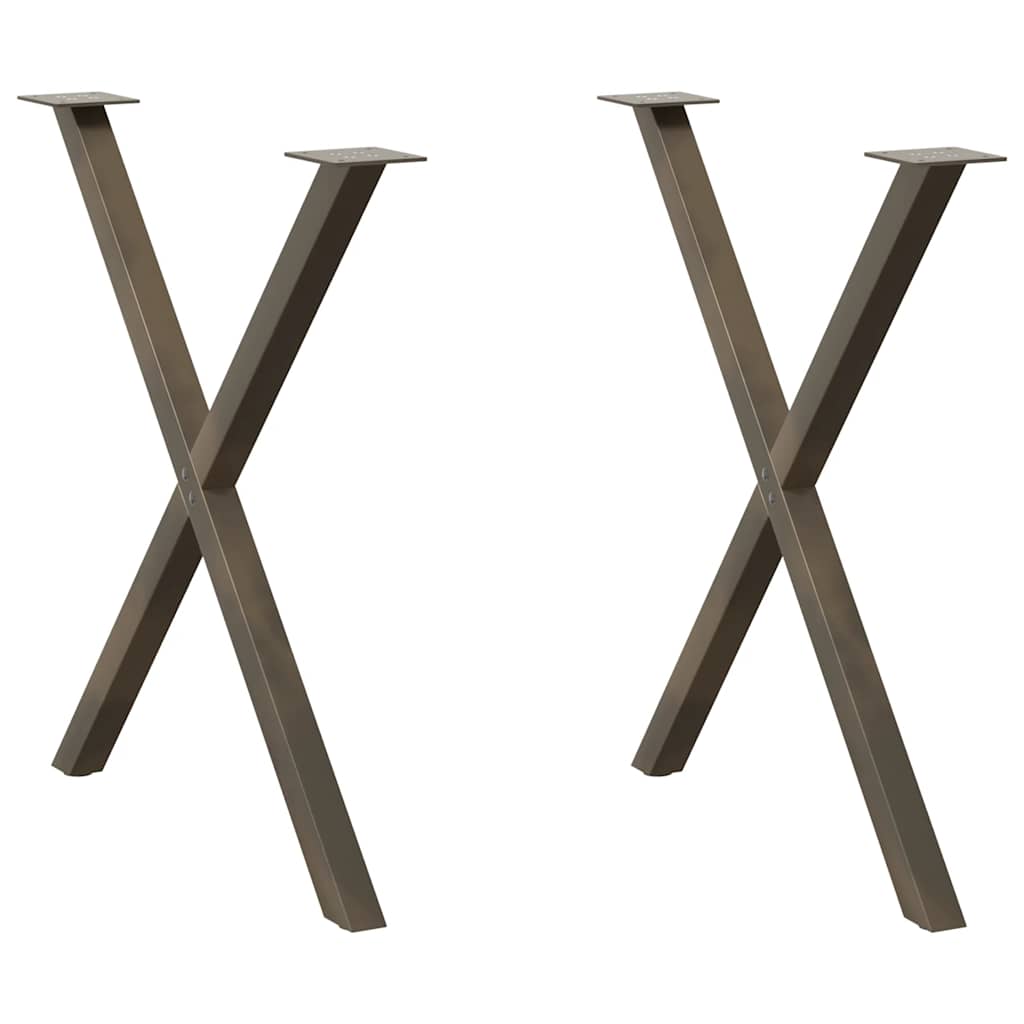 Natural Steel X-Shaped Dining Table Legs 2 pcs, Adjustable 70x(72-73) cm