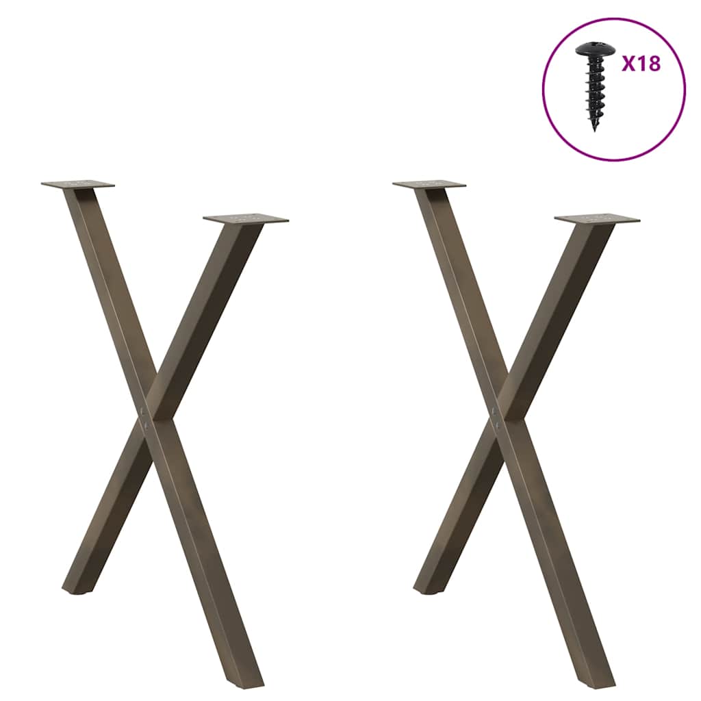 Natural Steel X-Shaped Dining Table Legs 2 pcs, Adjustable 70x(72-73) cm