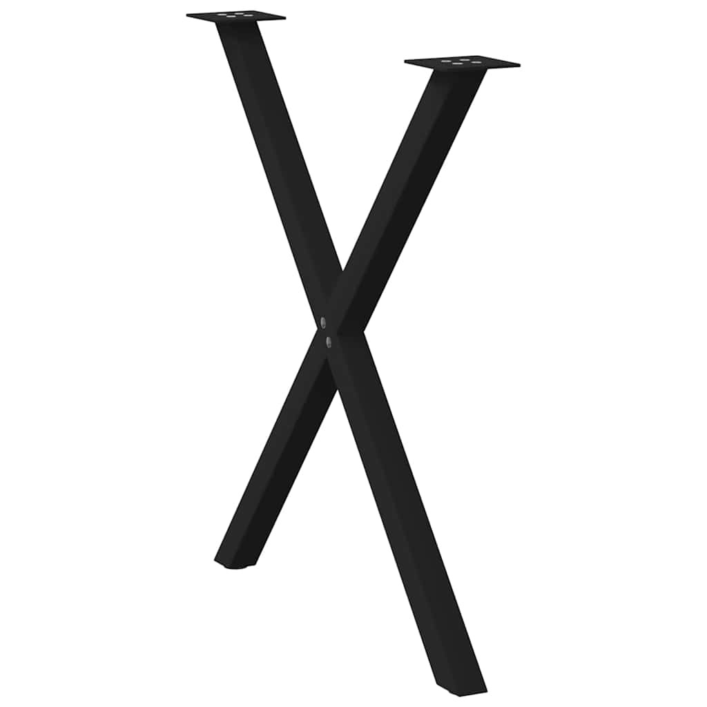 X-Shaped Steel Dining Table Legs, 2 Pcs, Black, Adjustable Height
