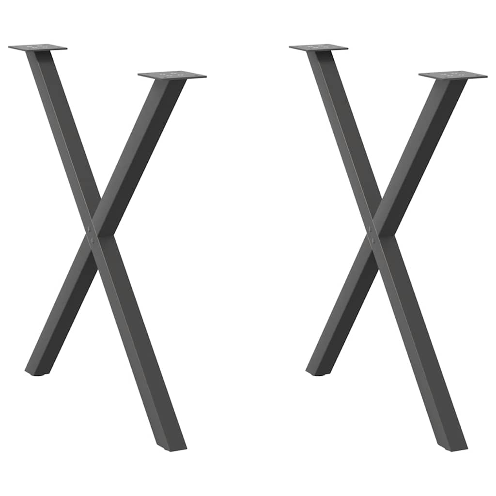 X-Shaped Anthracite Steel Dining Table Legs, Adjustable, 2 pcs