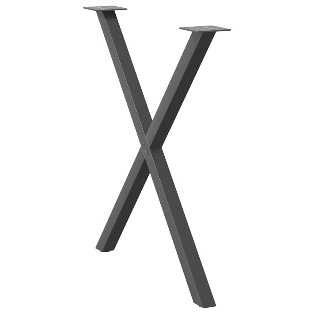 X-Shaped Anthracite Steel Dining Table Legs, Adjustable, 2 pcs