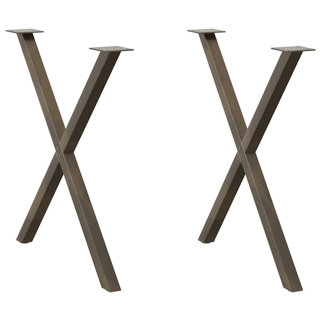 X-Shaped Natural Steel Dining Table Legs, 2 pcs, 80x(72-73) cm