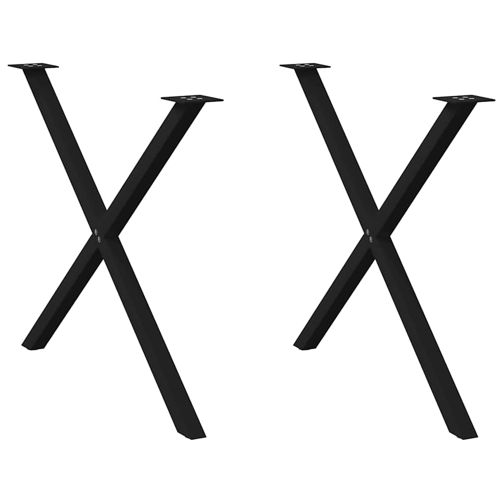 Black Steel X-Shaped Dining Table Legs, Adjustable Height (2 pcs)