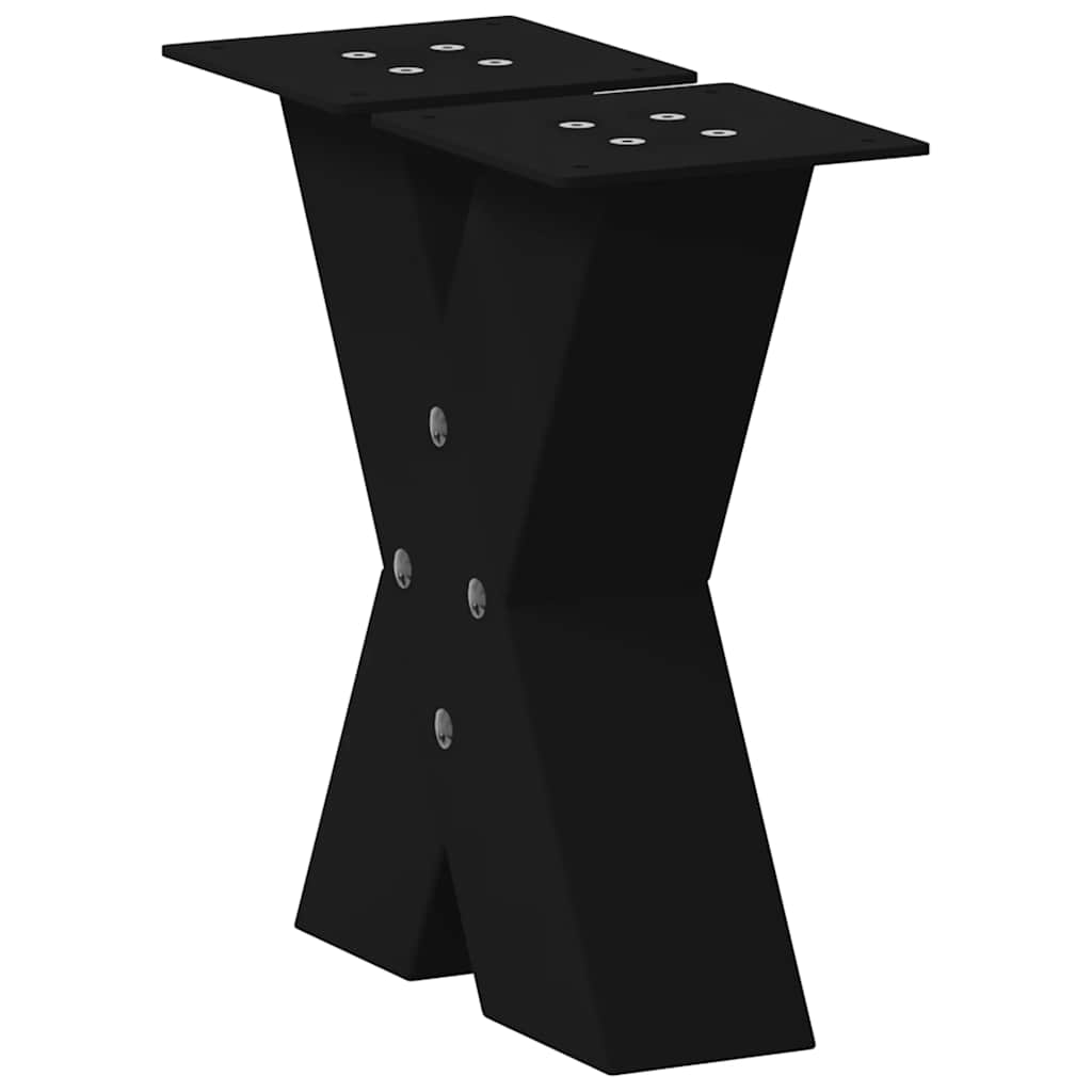 X-Shaped Black Steel Coffee Table Legs 2pcs, Adjustable 30cm